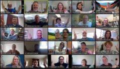Virtual Meeting participants hi-fiving each other